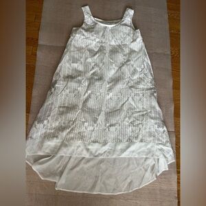 [M]Merveille H White Floral embroidered AShape Cotton Nylon High Low Shift Dress
